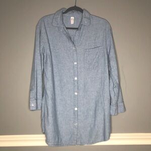 Pre-Owned Stars Above Light Blue Linen Oversized Shirt, Size M
